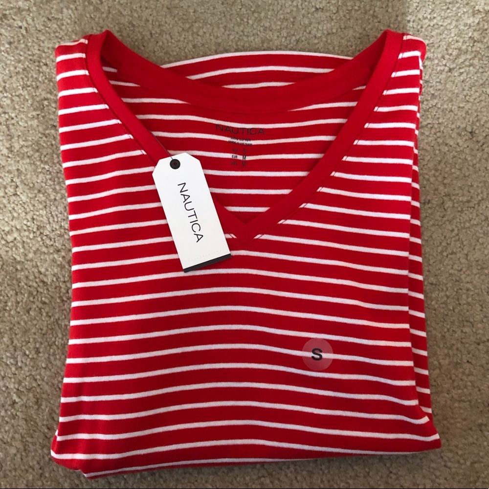 BRAND NEW! Nautica V-Neck Striped Shirt